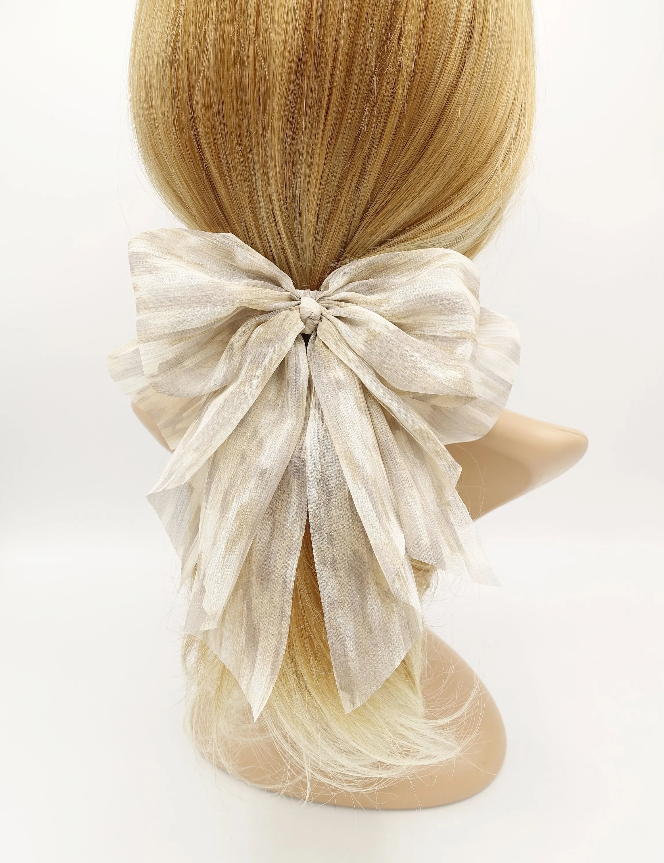 chiffon stripe color dye hair bow for women