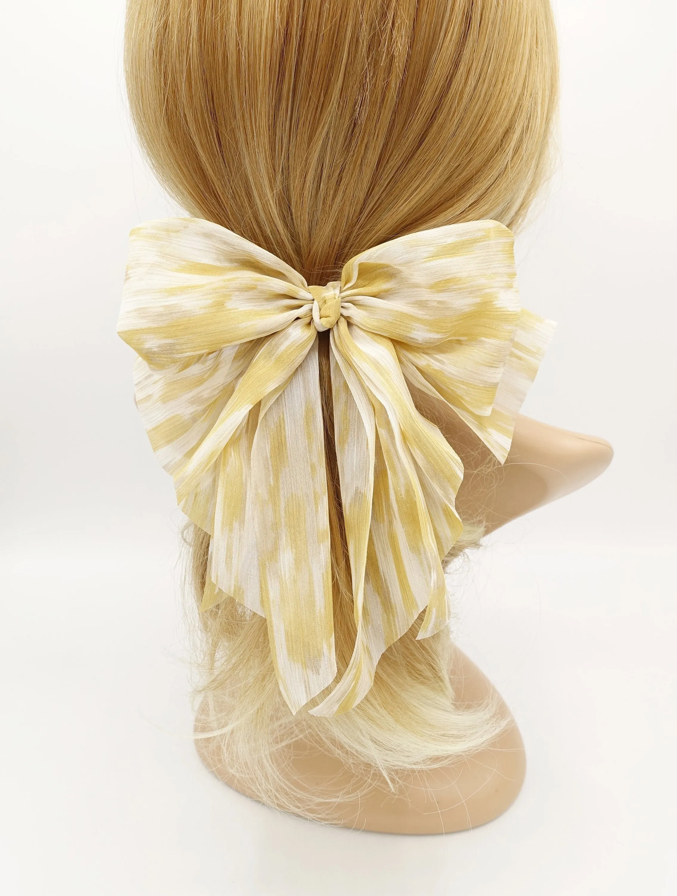 chiffon stripe color dye hair bow for women