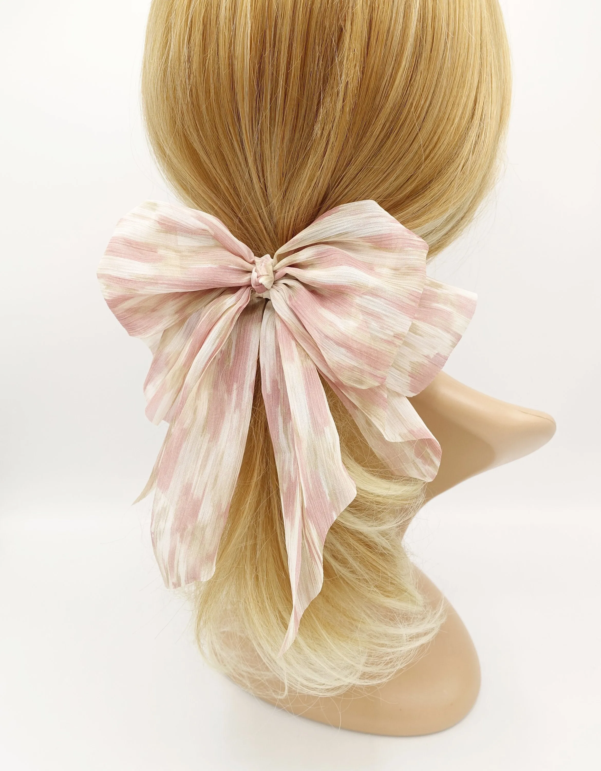 chiffon stripe color dye hair bow for women