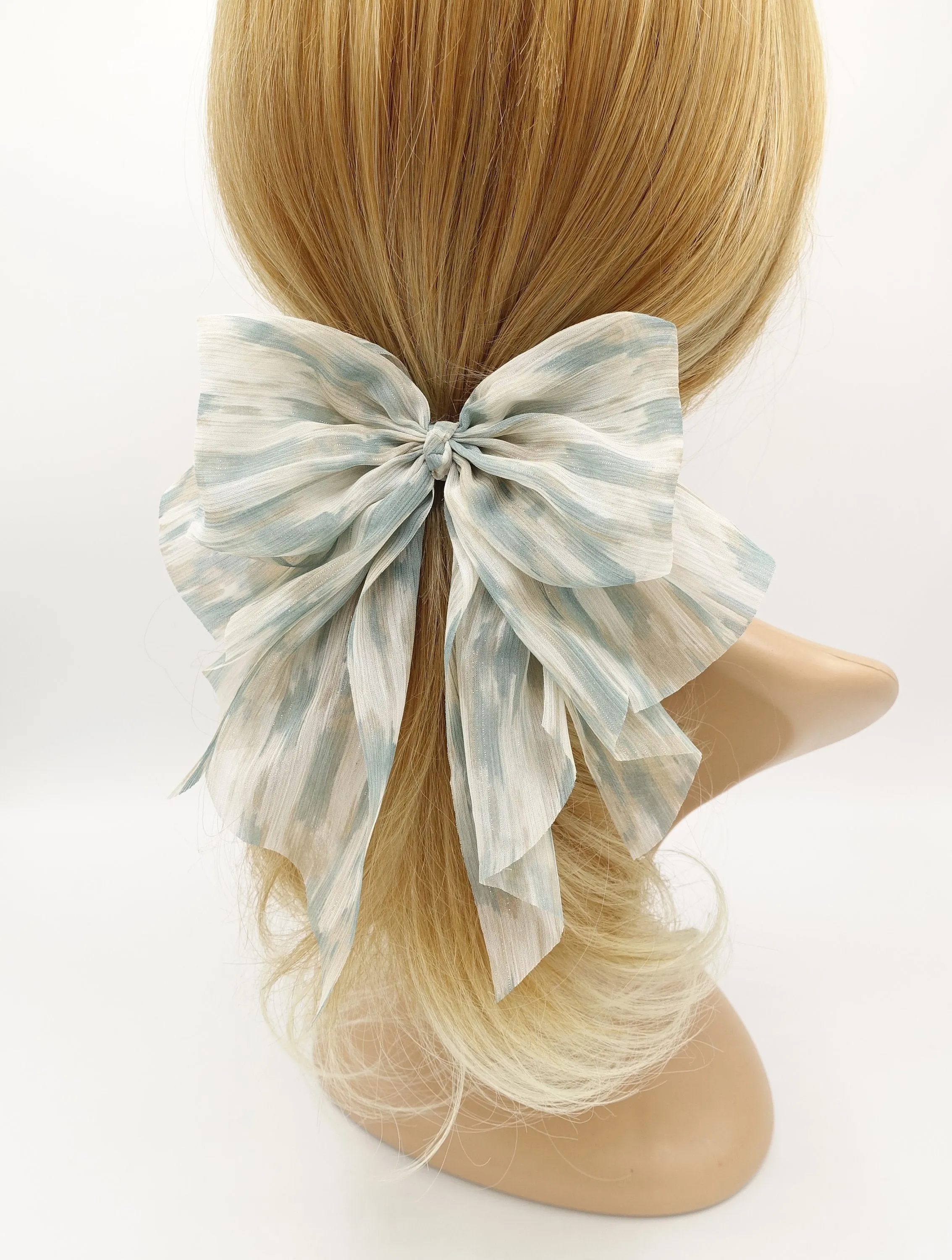 chiffon stripe color dye hair bow for women