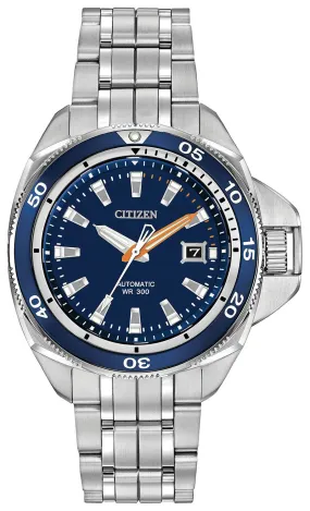 Citizen Signature Grand Touring Automatic Stainless Steel Blue Dial Divers Date Mens Watch NB1031-53L