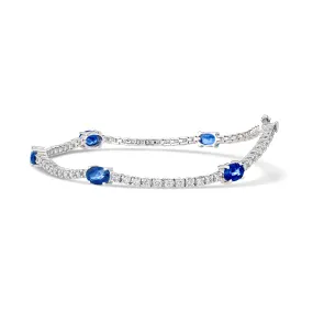 Classic Tennis Bracelet with Sapphire Gemstones | White Gold