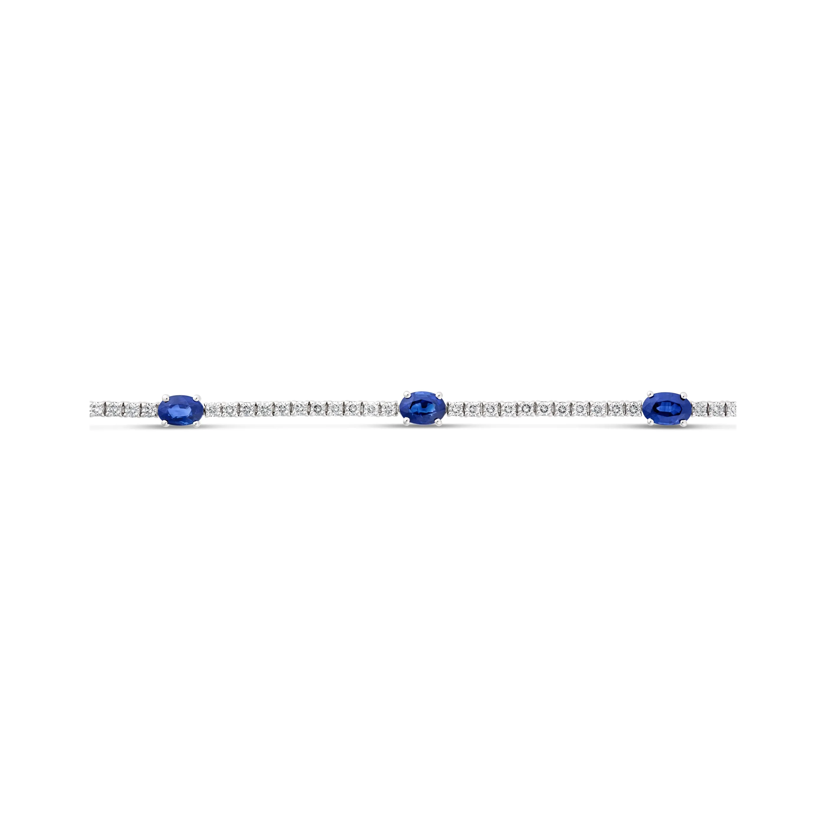 Classic Tennis Bracelet with Sapphire Gemstones | White Gold