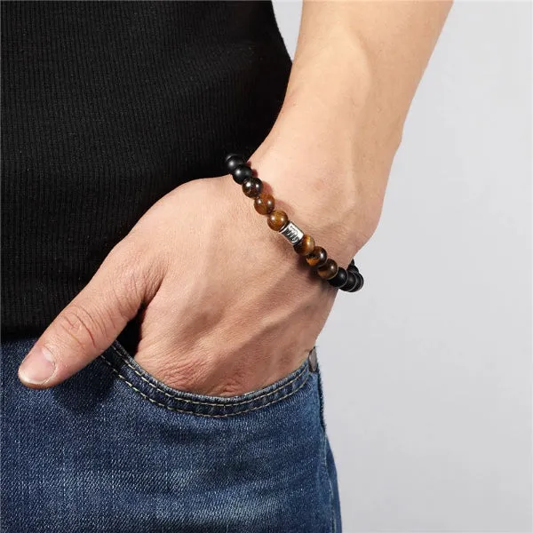 Classy Men Leo Brown Beaded Zodiac Bracelet