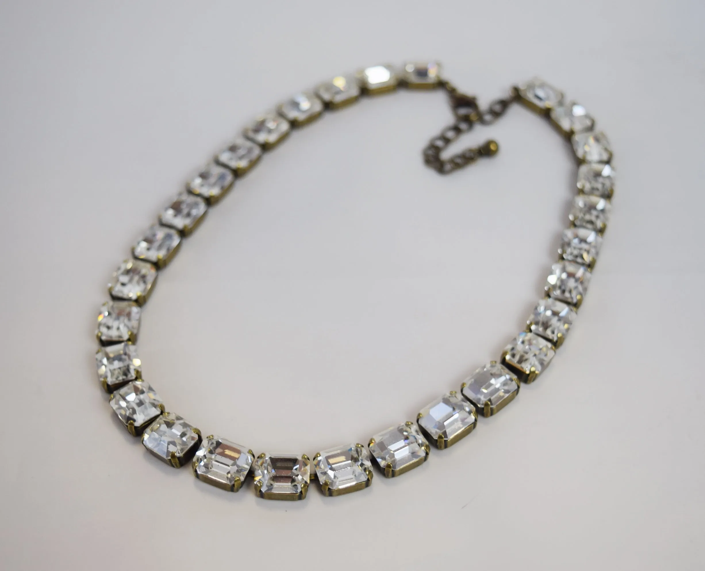 Clear Swarovski Crystal Collet Necklace - Small Octagon