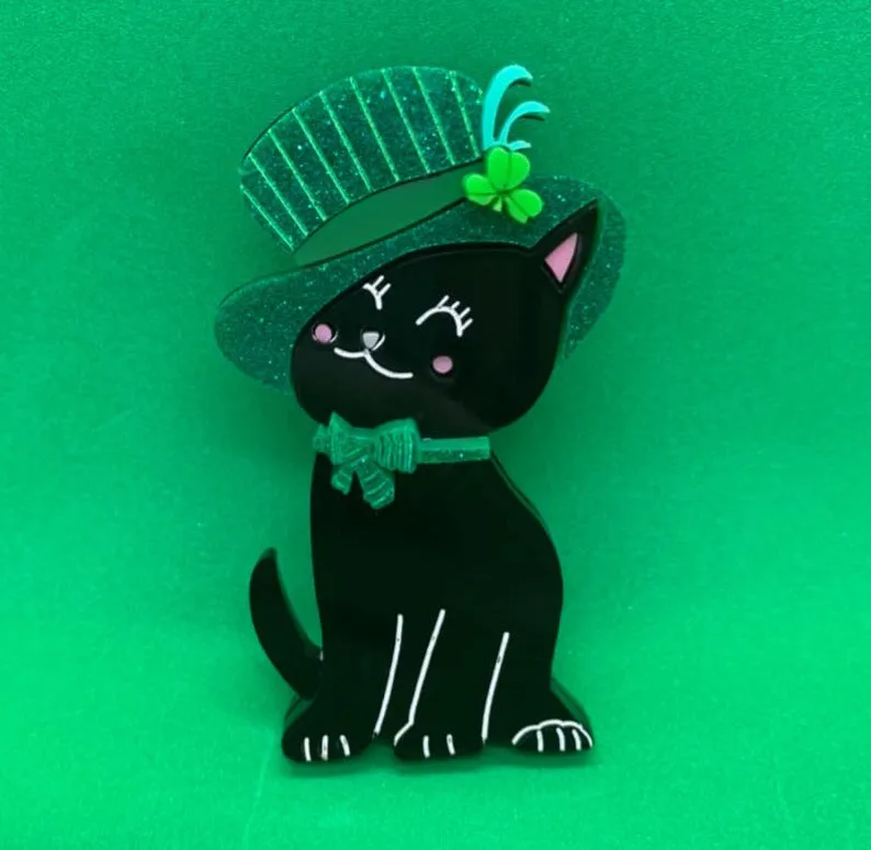 Clover Kitty - Brooch