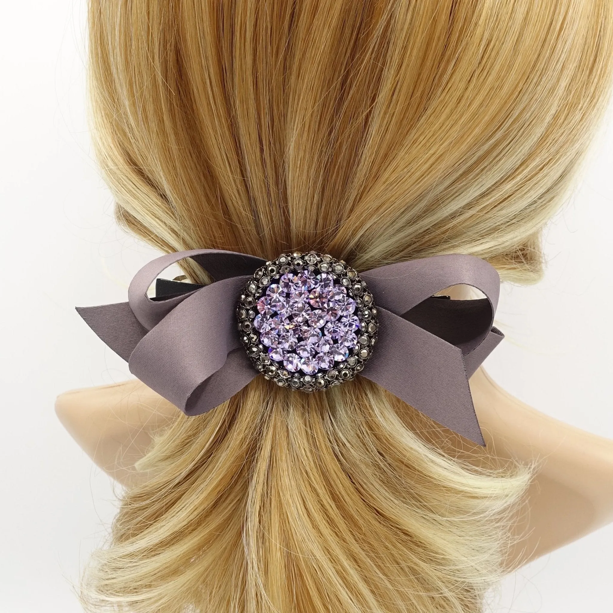 color jewel buckle bow french barrette rhinestone embellished hair bow women hair accessory