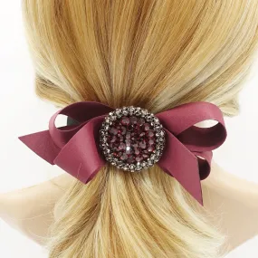 color jewel buckle bow french barrette rhinestone embellished hair bow women hair accessory