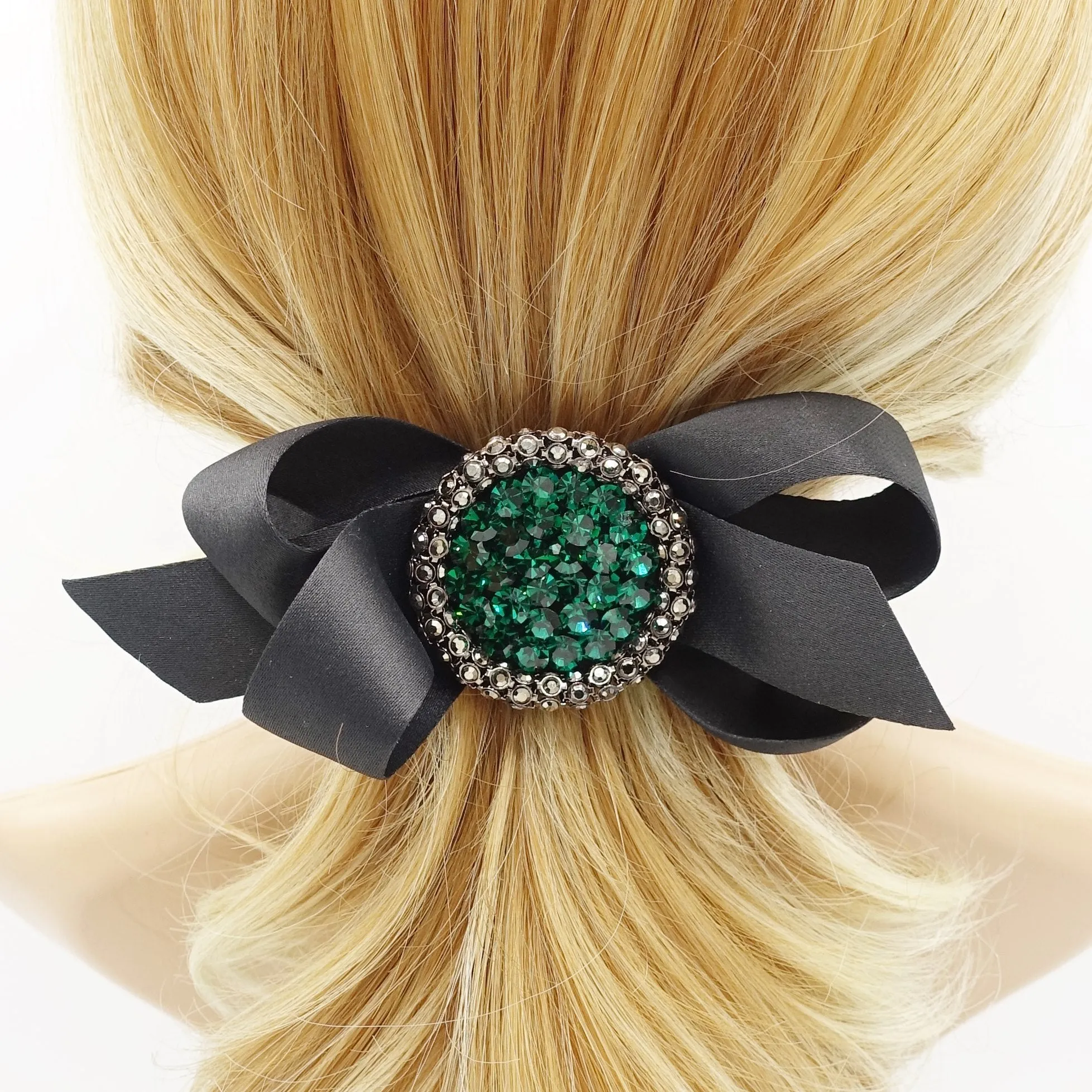 color jewel buckle bow french barrette rhinestone embellished hair bow women hair accessory