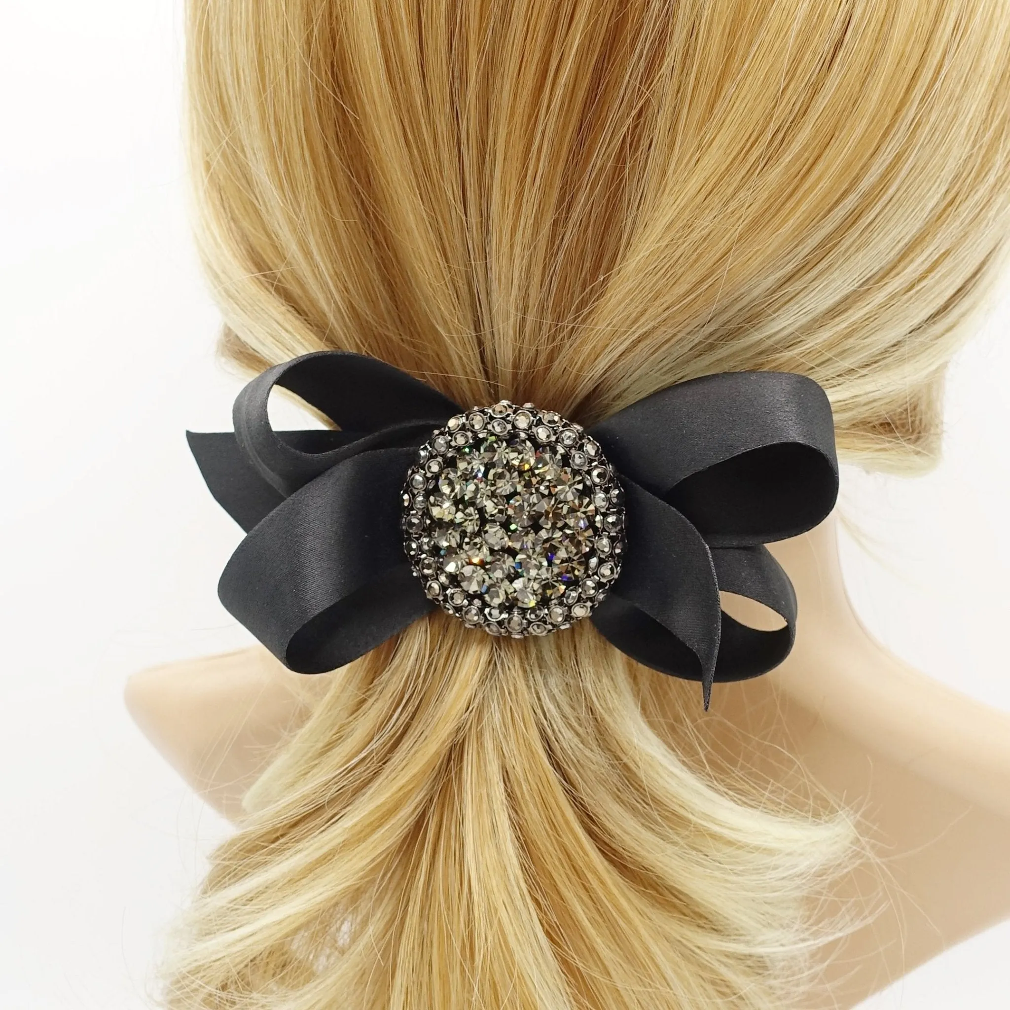 color jewel buckle bow french barrette rhinestone embellished hair bow women hair accessory