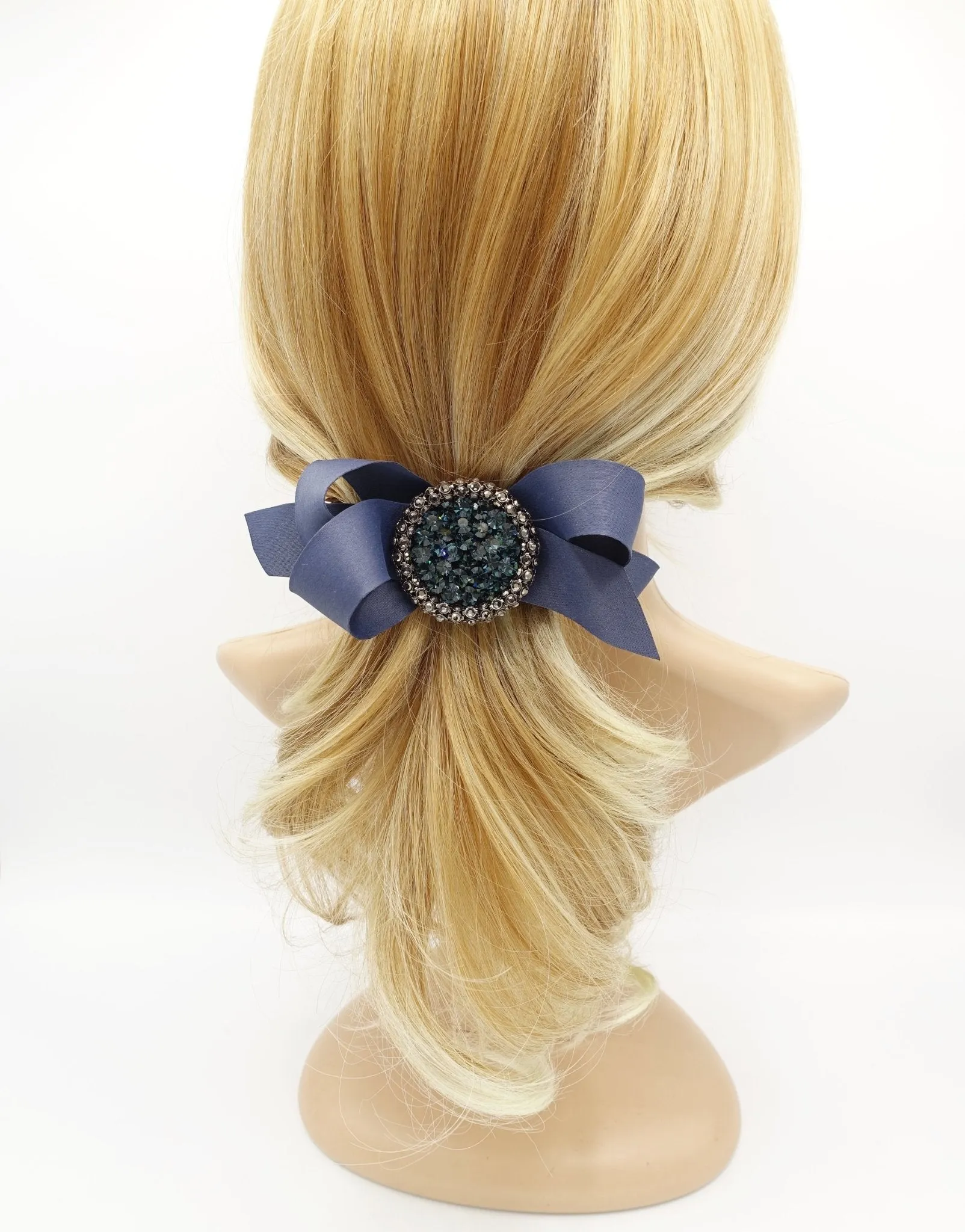 color jewel buckle bow french barrette rhinestone embellished hair bow women hair accessory