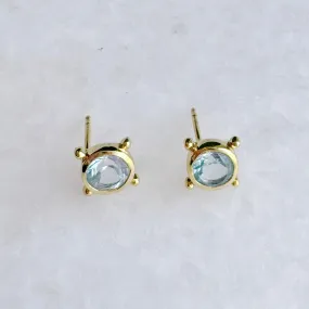 Compass Stud Earrings: Gold Vermeil Blue topaz