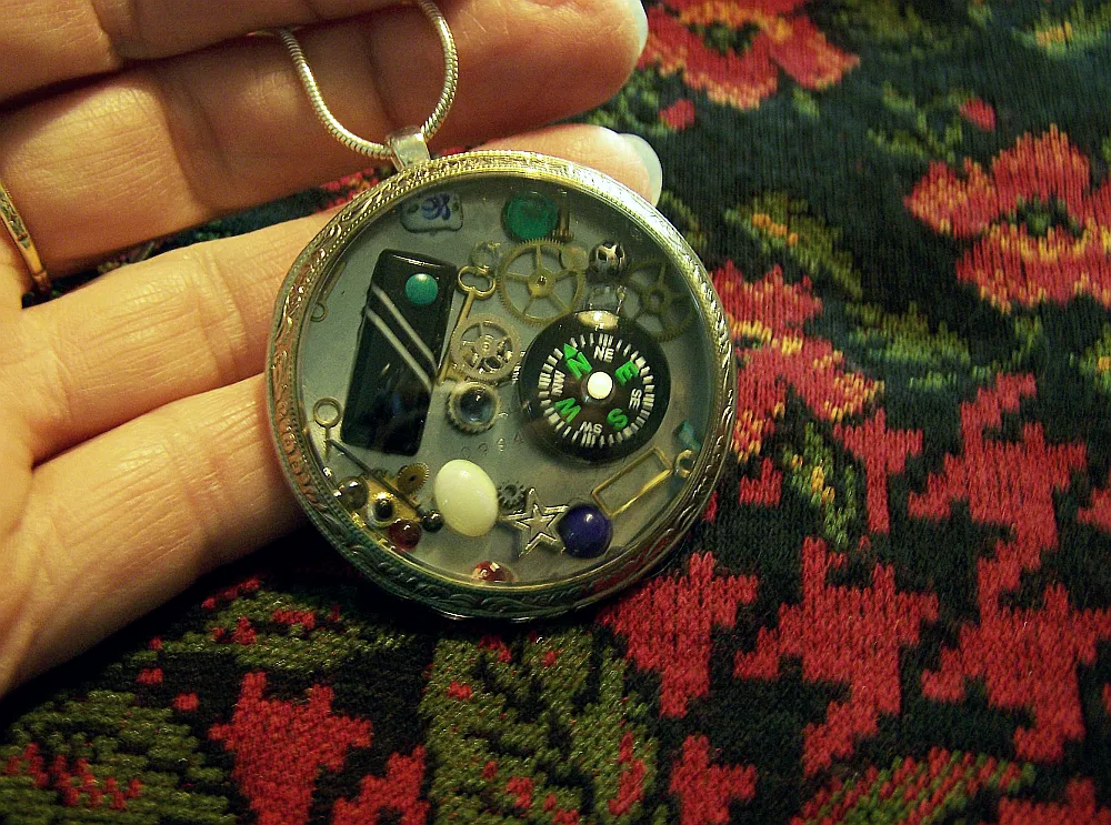 Compass View Steampunk Watch Works Pendant