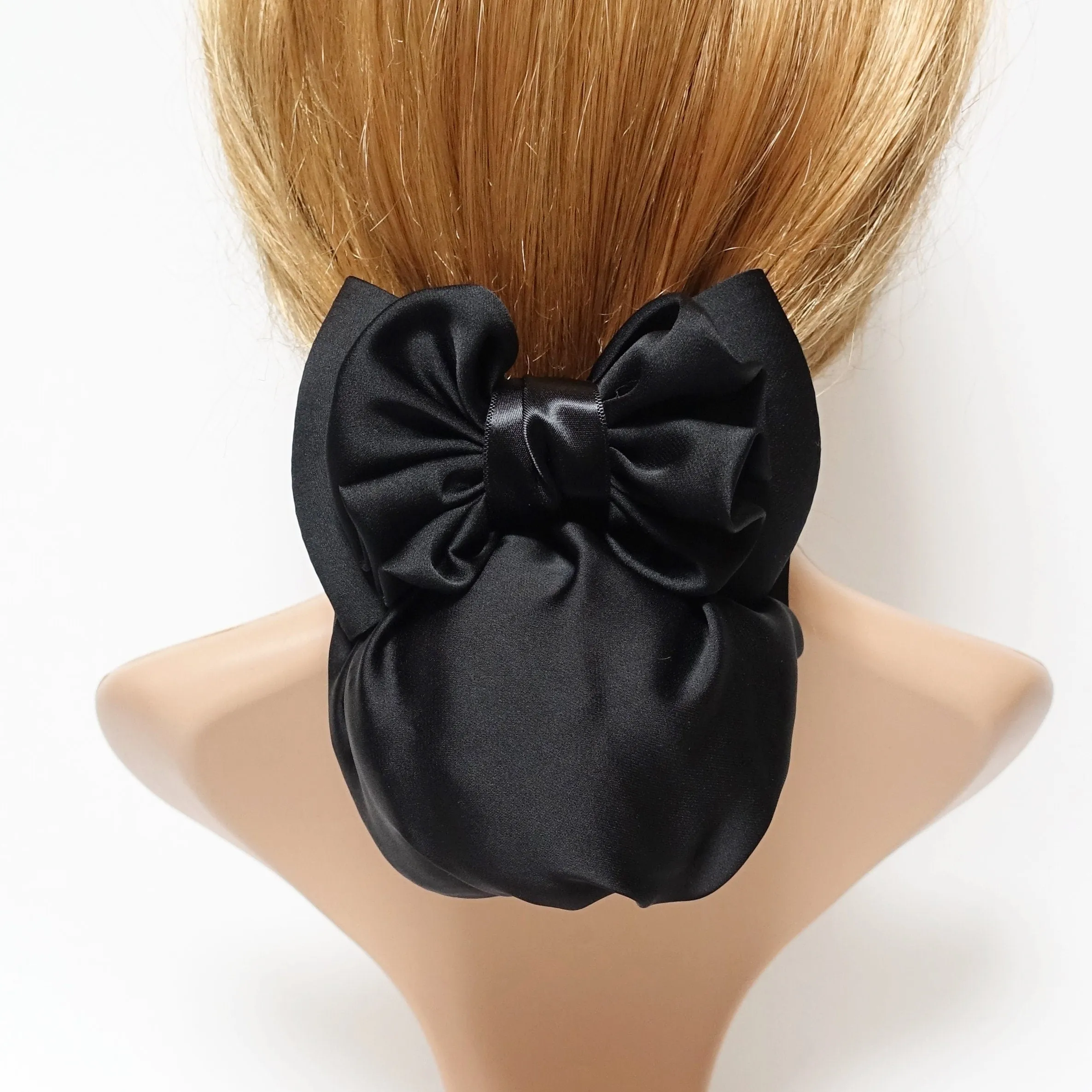 covered snood net professional hair bow french barrette