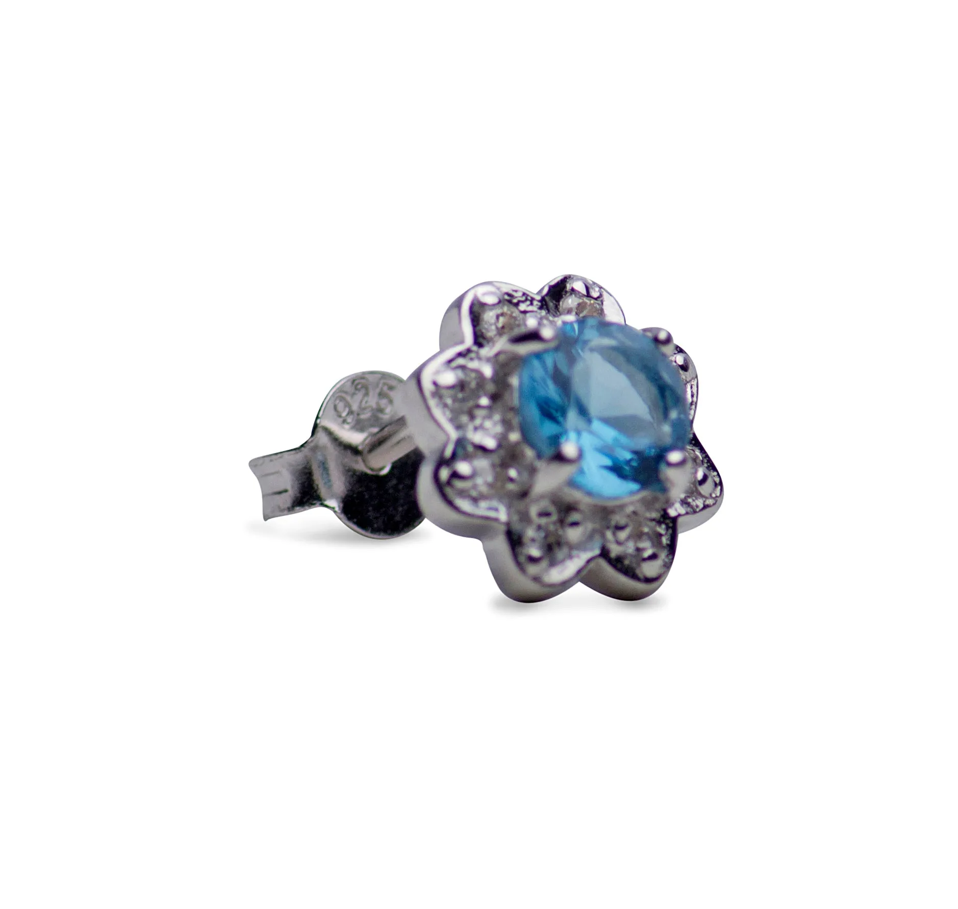 Created Topaz Flower Stud Earrings