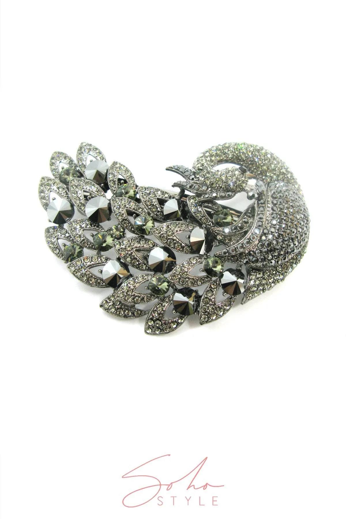 Crystal Peacock Statement Barrette