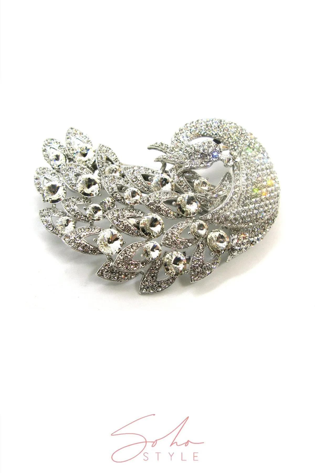 Crystal Peacock Statement Barrette