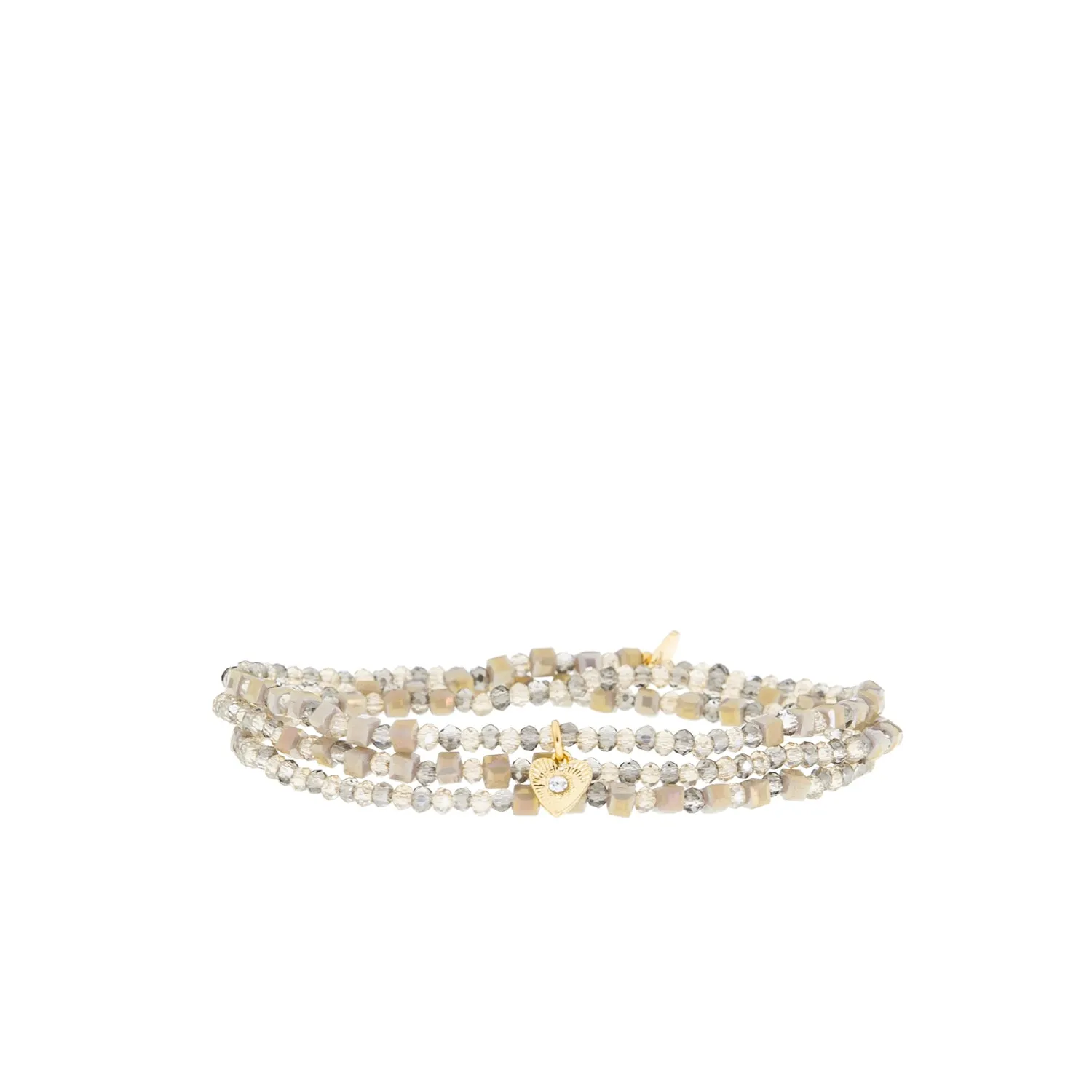 crystal stretch wrap bracelet with heart charm