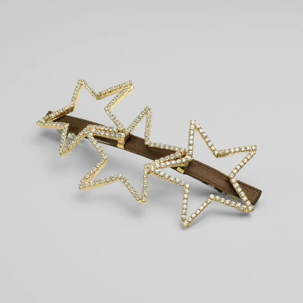 Crystal Three Star Barrette Clip