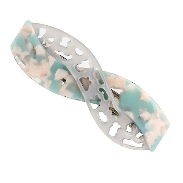 Crystalmood Cellulose Acetate Braid Design Hair Barrette Blue