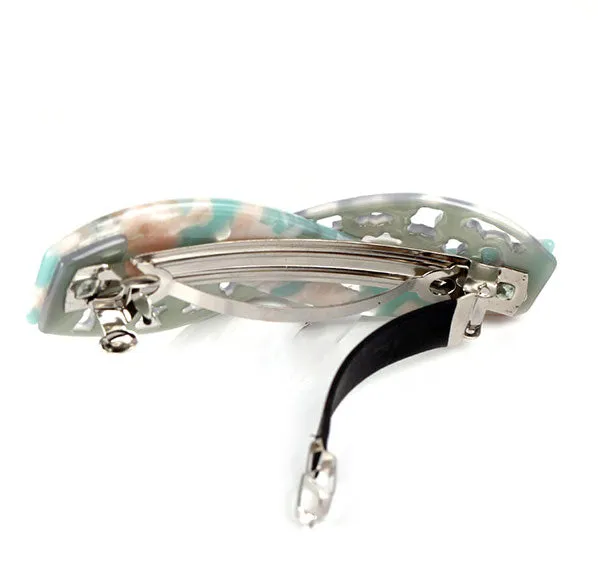 Crystalmood Cellulose Acetate Braid Design Hair Barrette Blue