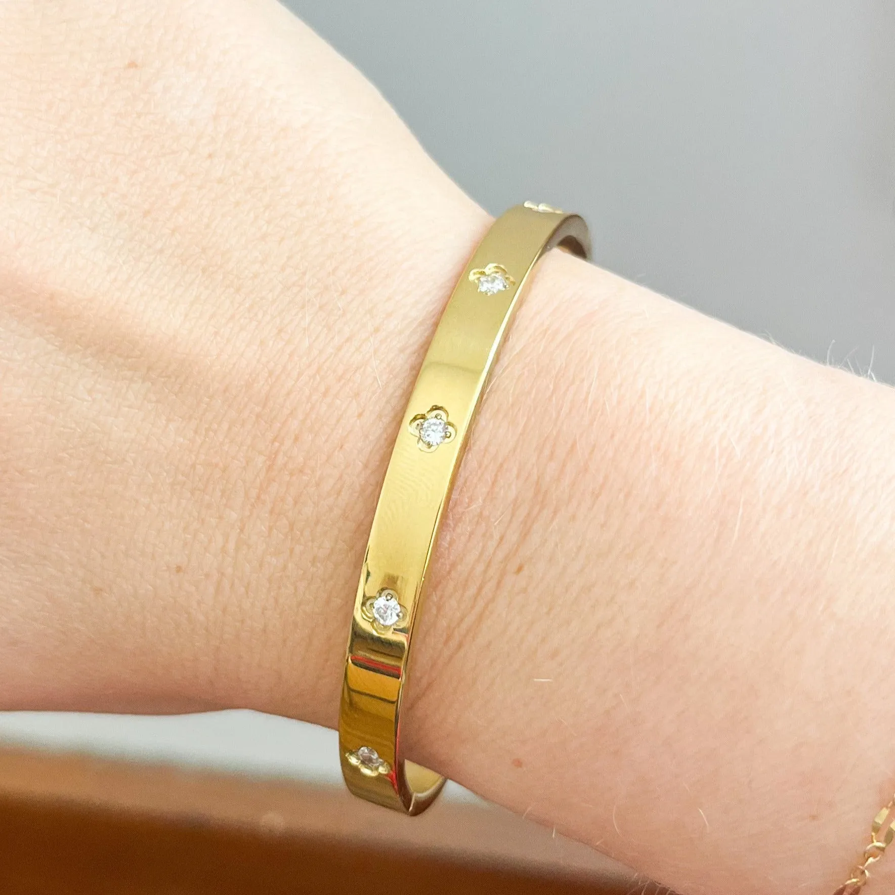 Cubic Zirconia Gold Designer Inspired Bangle