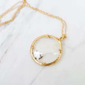 Dandelion Seed Small Glass Botanical Necklace - 18K Gold Vermeil