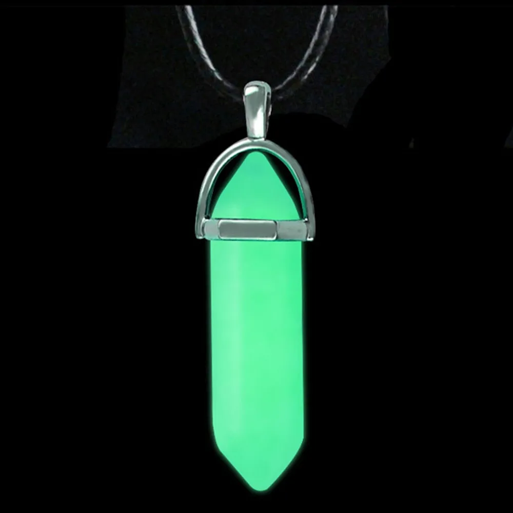 Dark Luminous Stone Fluorescent Hexagonal Column Necklace