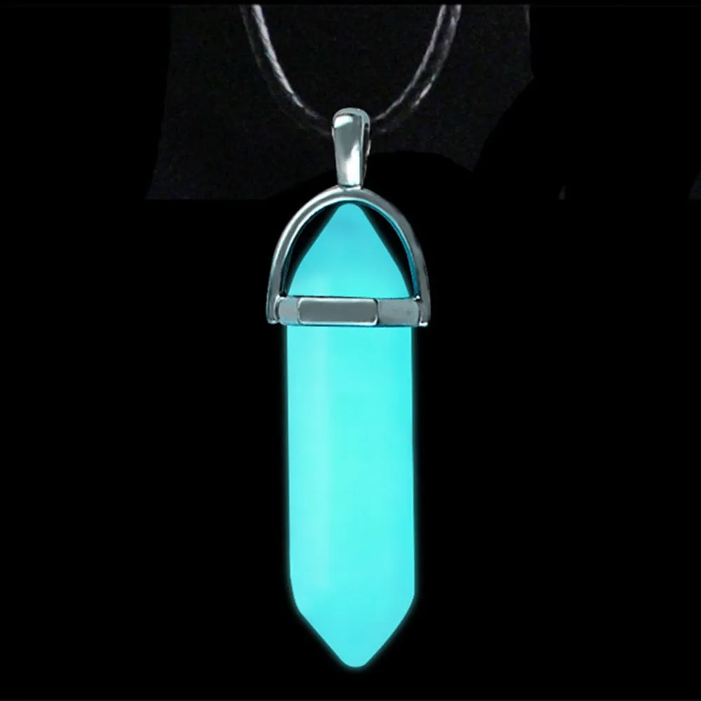 Dark Luminous Stone Fluorescent Hexagonal Column Necklace