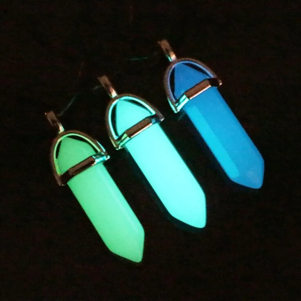 Dark Luminous Stone Fluorescent Hexagonal Column Necklace