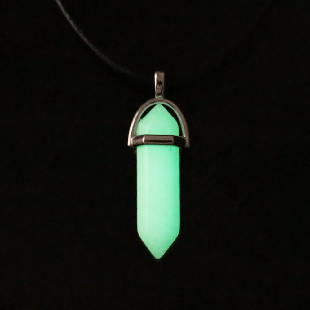 Dark Luminous Stone Fluorescent Hexagonal Column Necklace