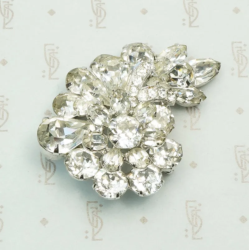 Dazzling Light Grey Rhinestone Eisenberg Brooch