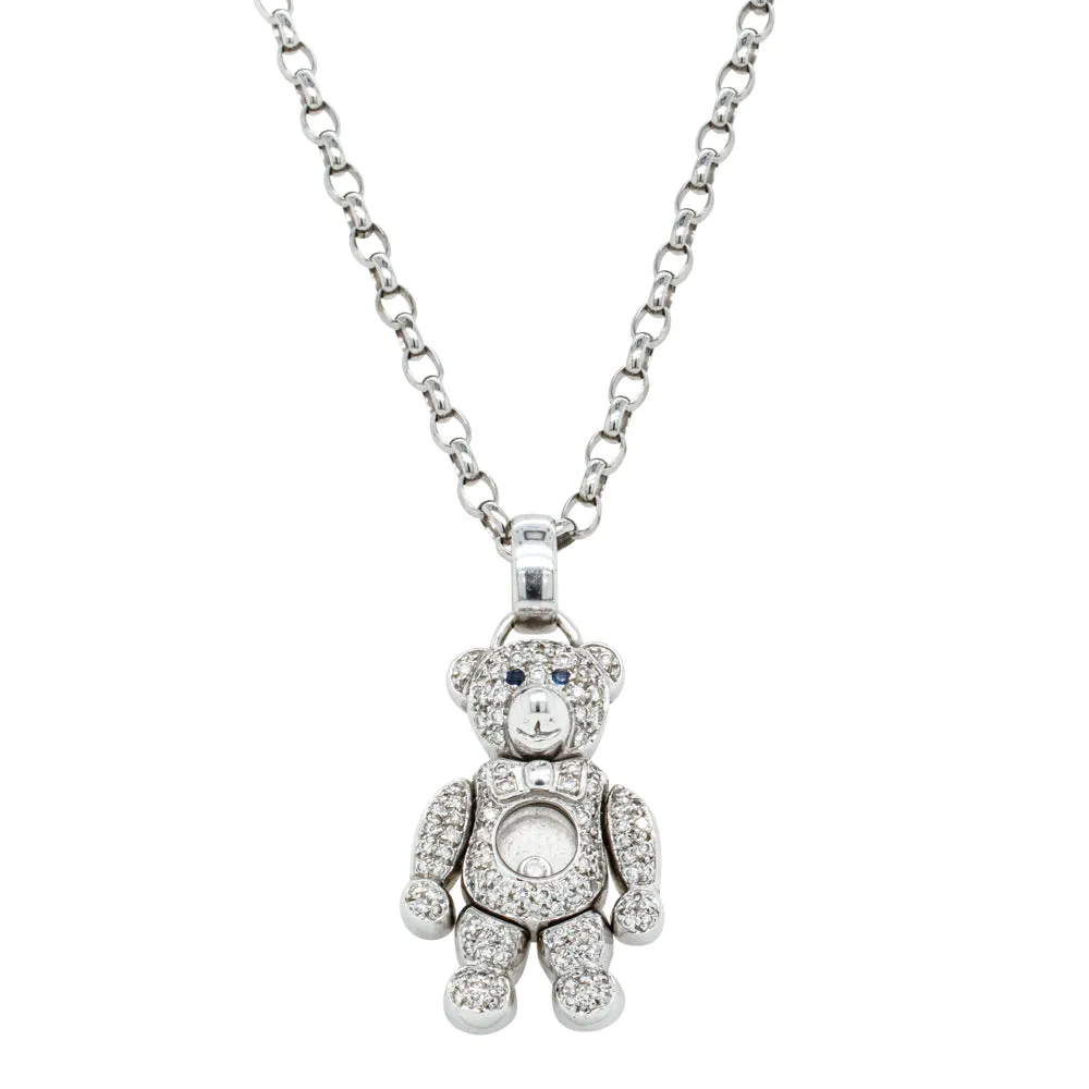 Deja Vu 18ct White Gold Diamond Teddy Bear Pendant