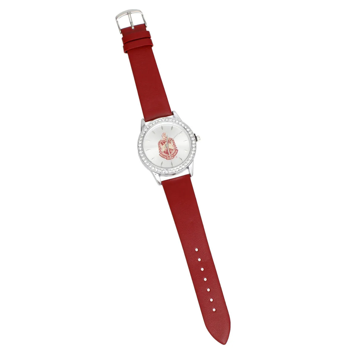 Delta Sigma Theta Inspired Watch DST Red Leather Silver Sun Cut Dial Watch Women