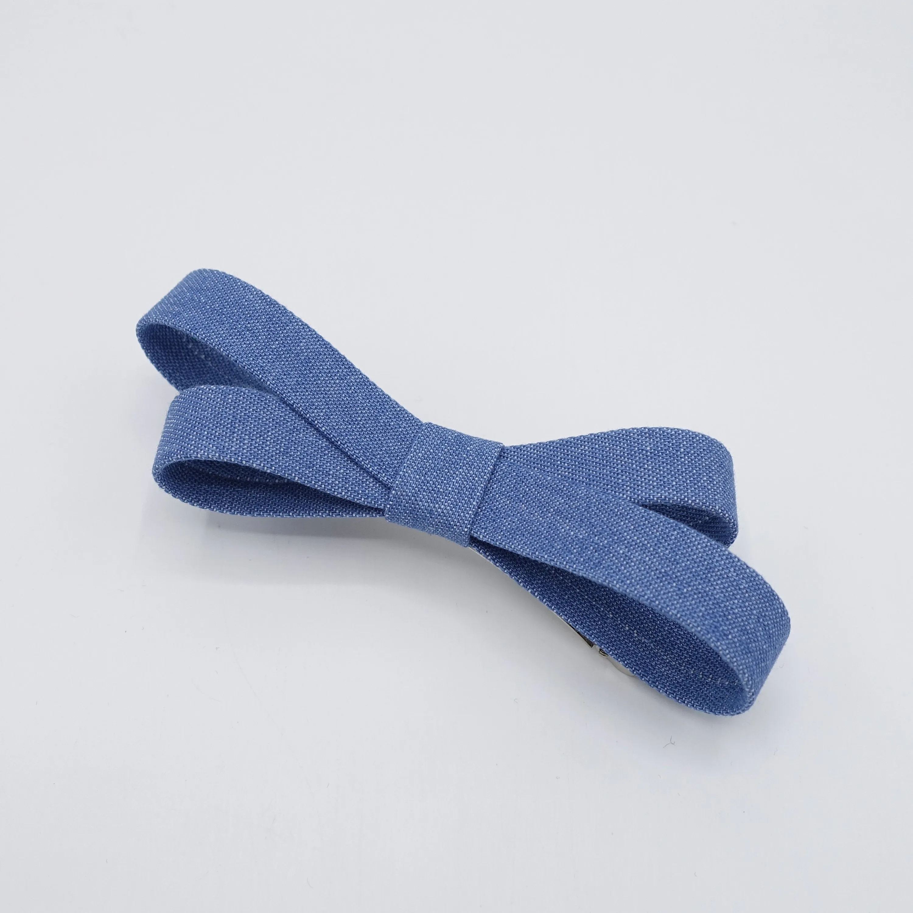 denim bow barrette, casual hair barrette, daily hair bow for women