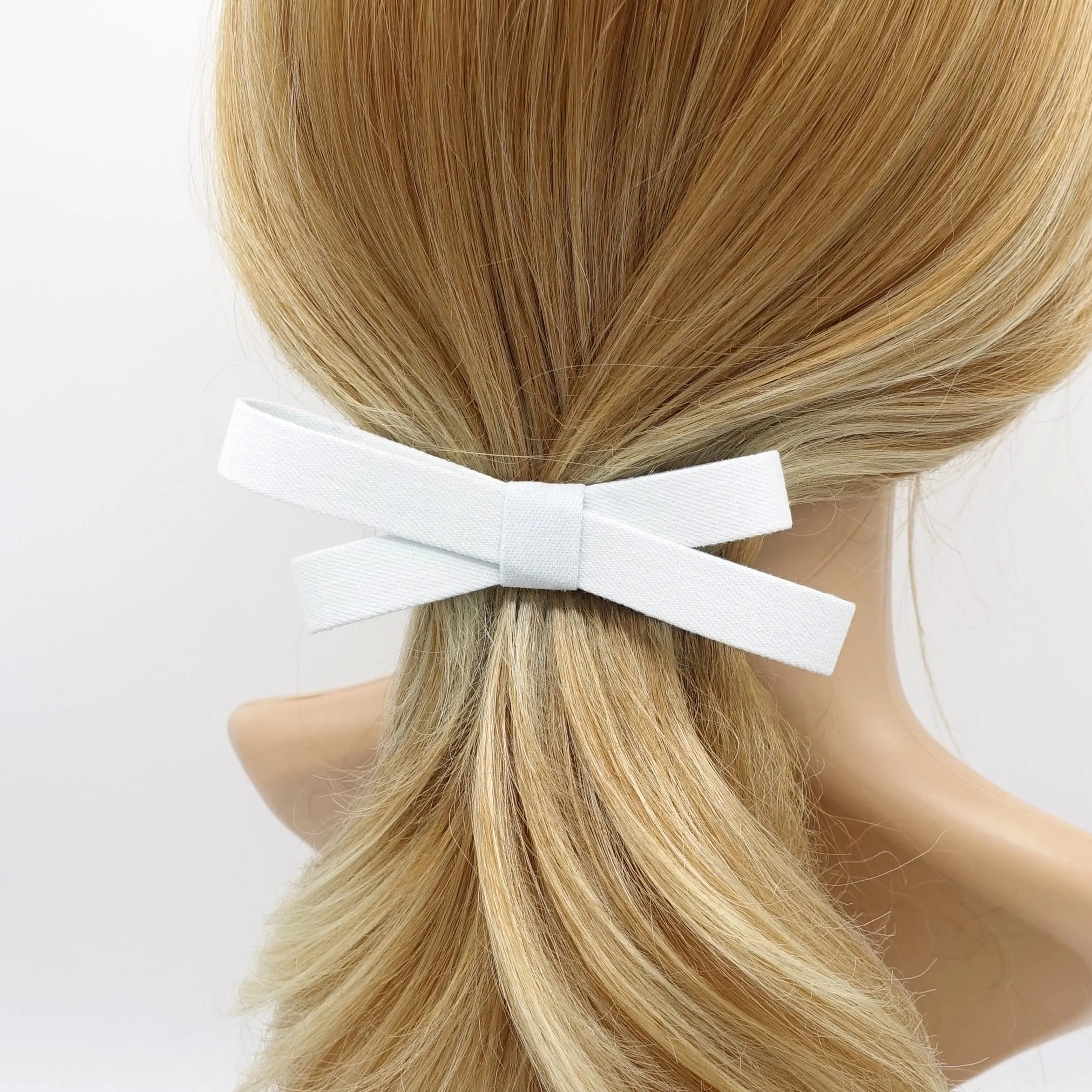 denim bow barrette, casual hair barrette, daily hair bow for women