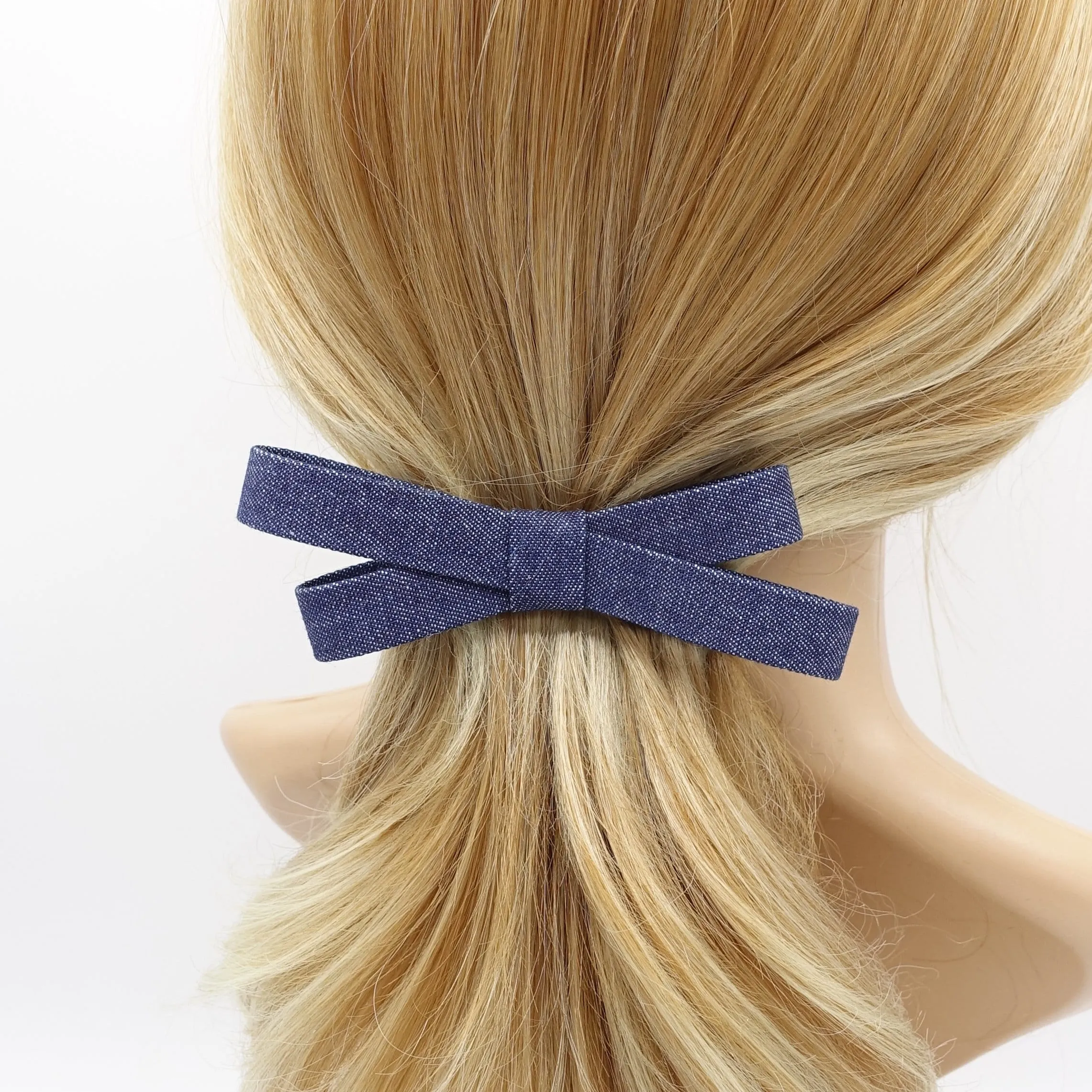 denim bow barrette, casual hair barrette, daily hair bow for women