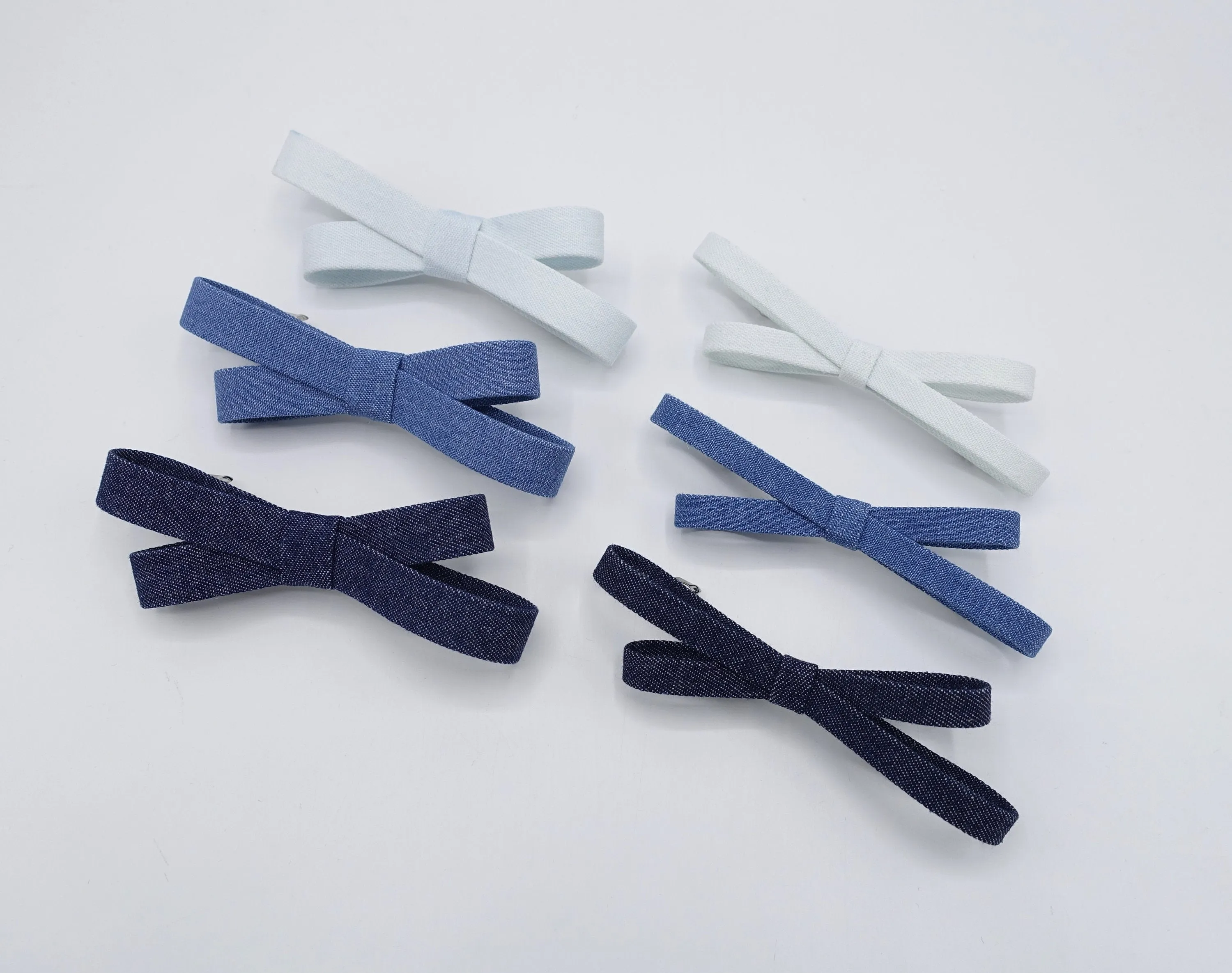 denim bow barrette, casual hair barrette, daily hair bow for women