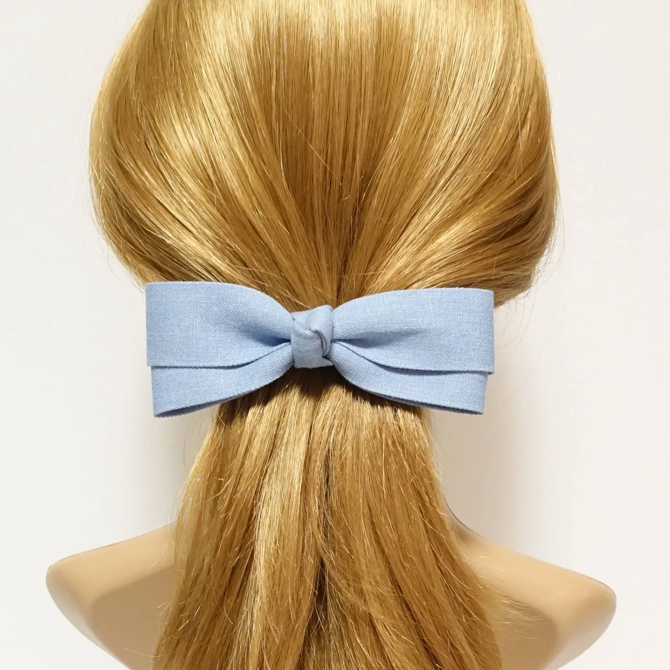 Denim Slim Layered Loop Bow French Hair Barrette for Women