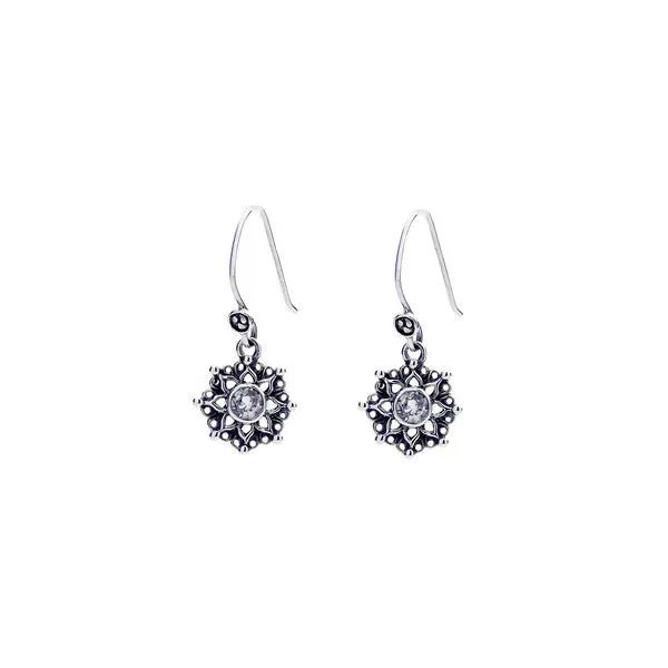 Dharmachakra Sterling Silver White Topaz Serenity Earring