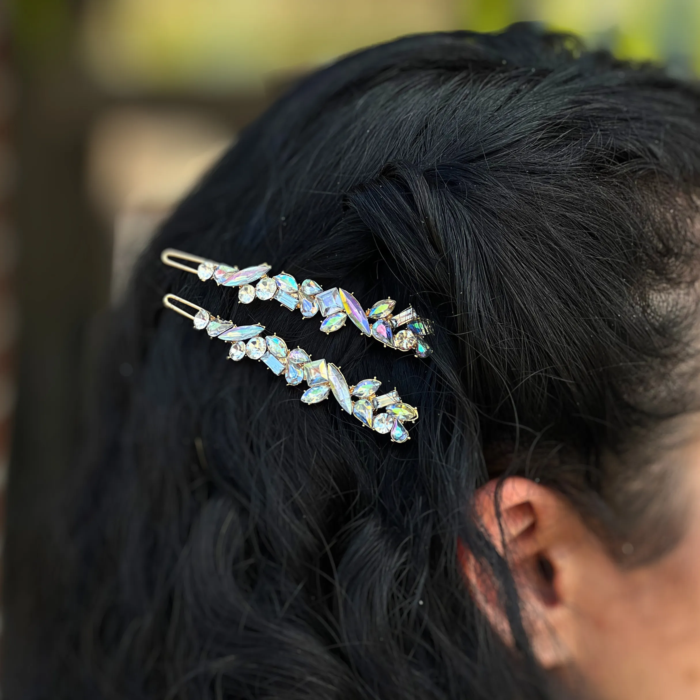 Diamond Gem Barrettes Set of 2