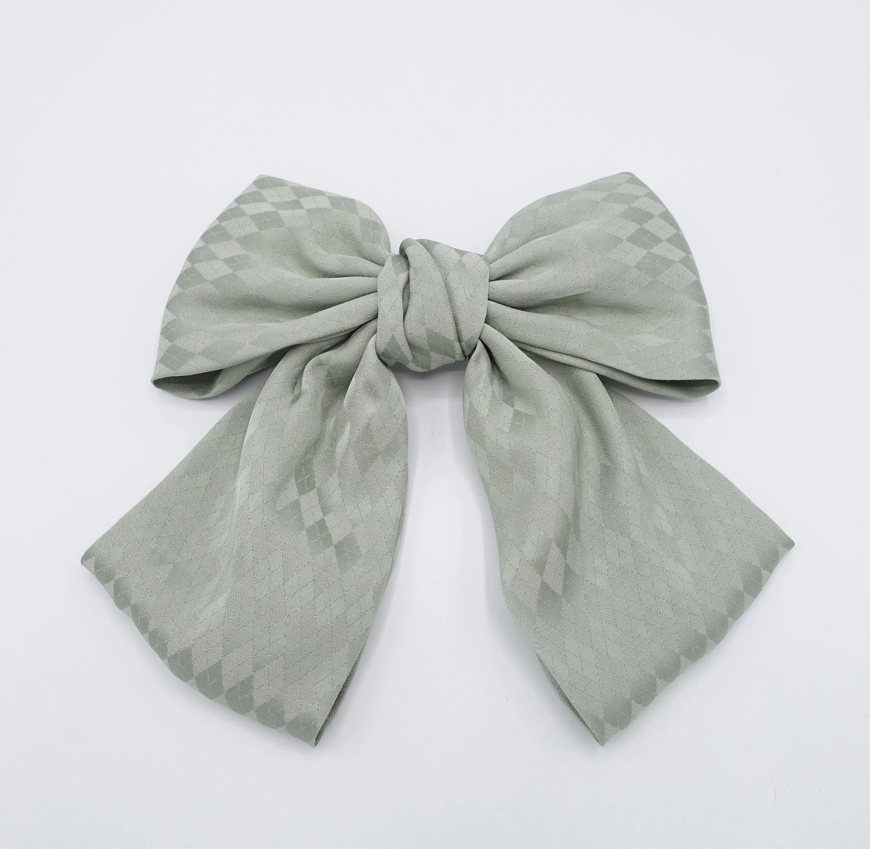 Diamond pattern satin hair bow