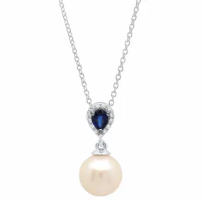 Diamond weight- .04  Sapphire weight- .21  Pearl- 3.54 (w/o chain)