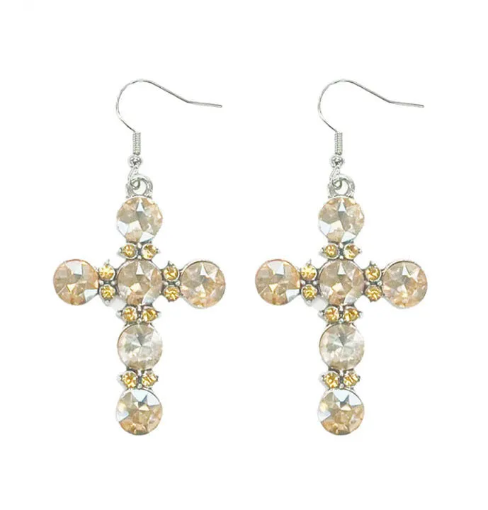 Divine Topaz Cross Earrings