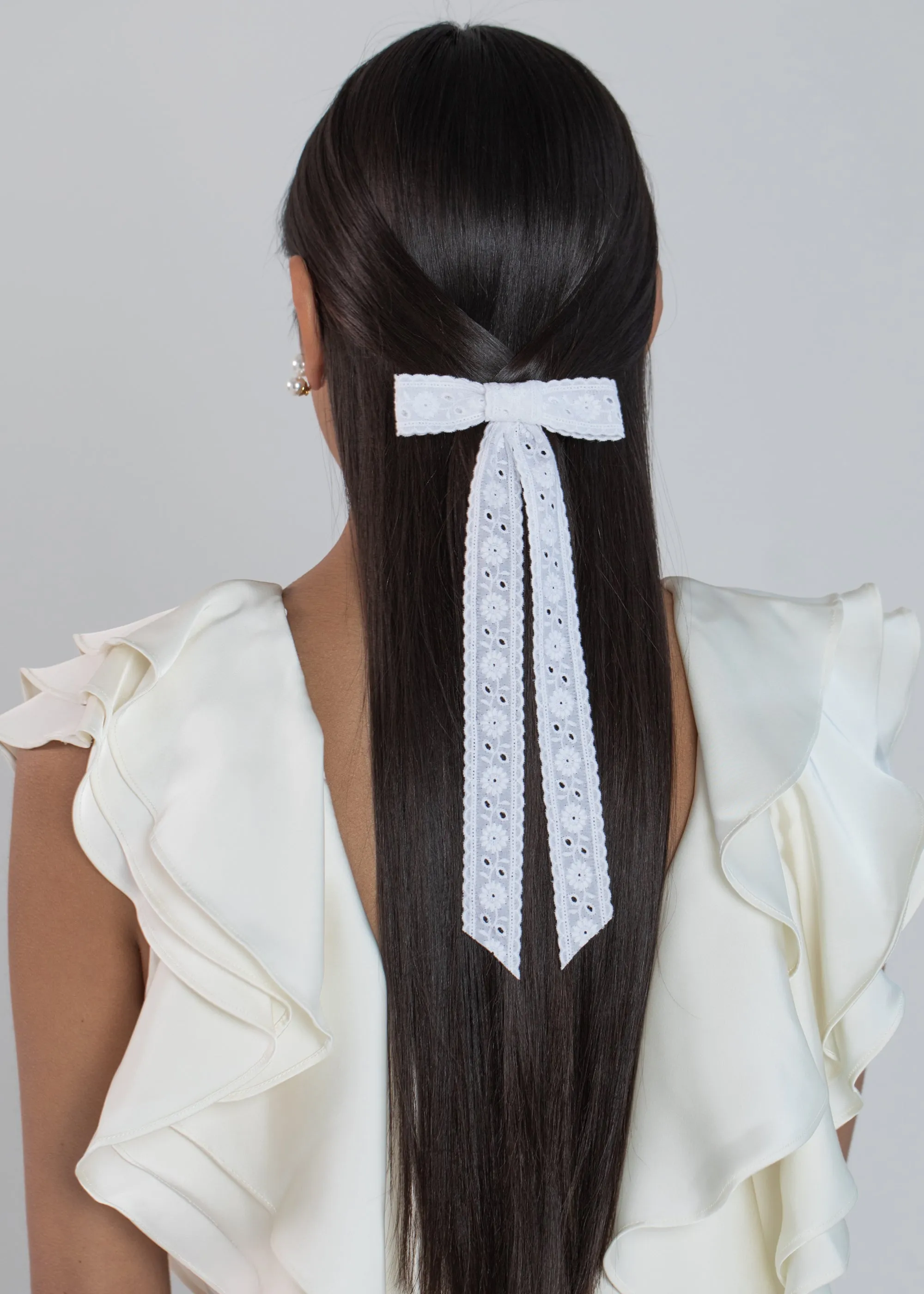 Dolly Bow Barrette -- White