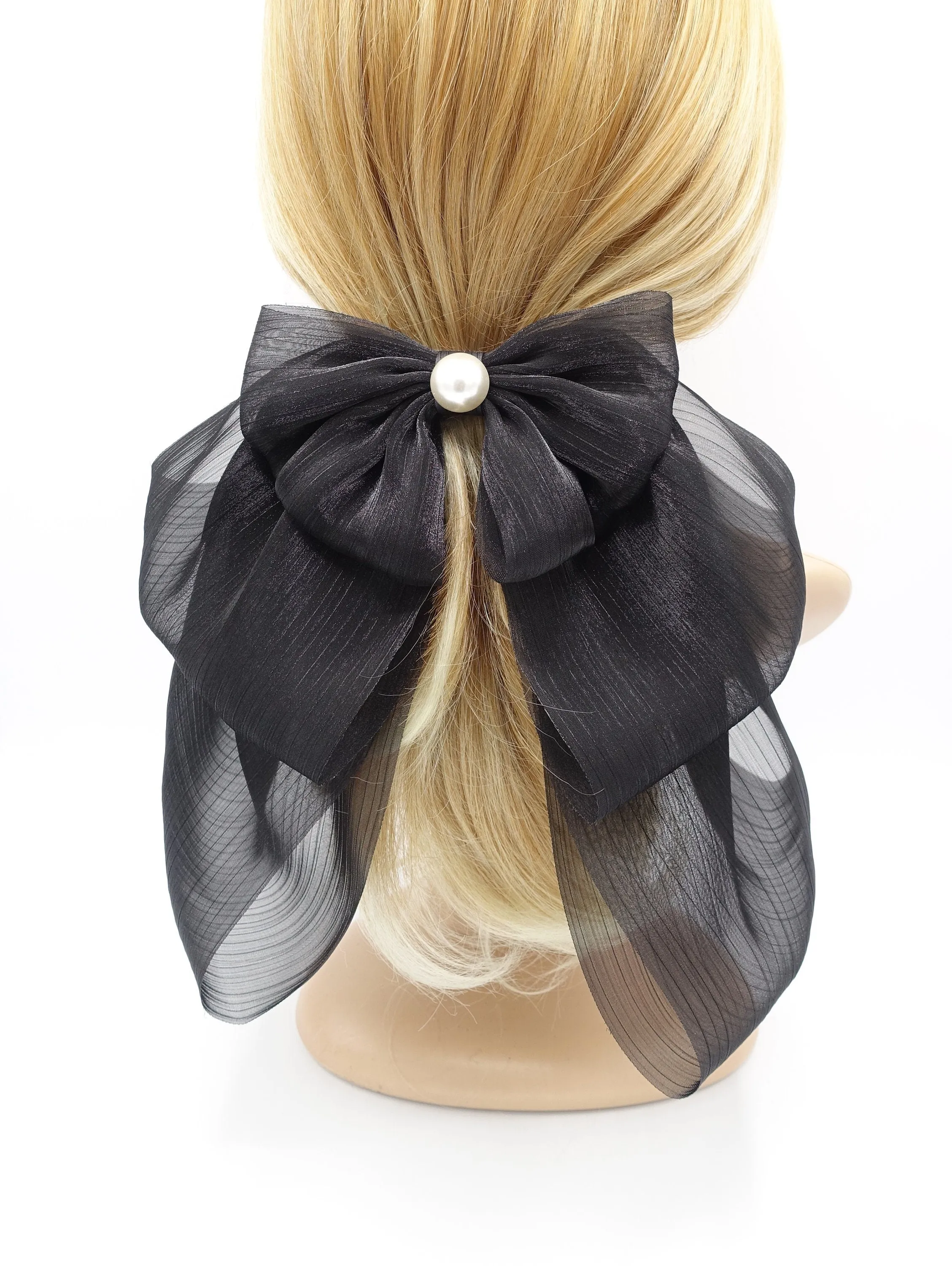 double layered organza hair bow large hair accessory for women