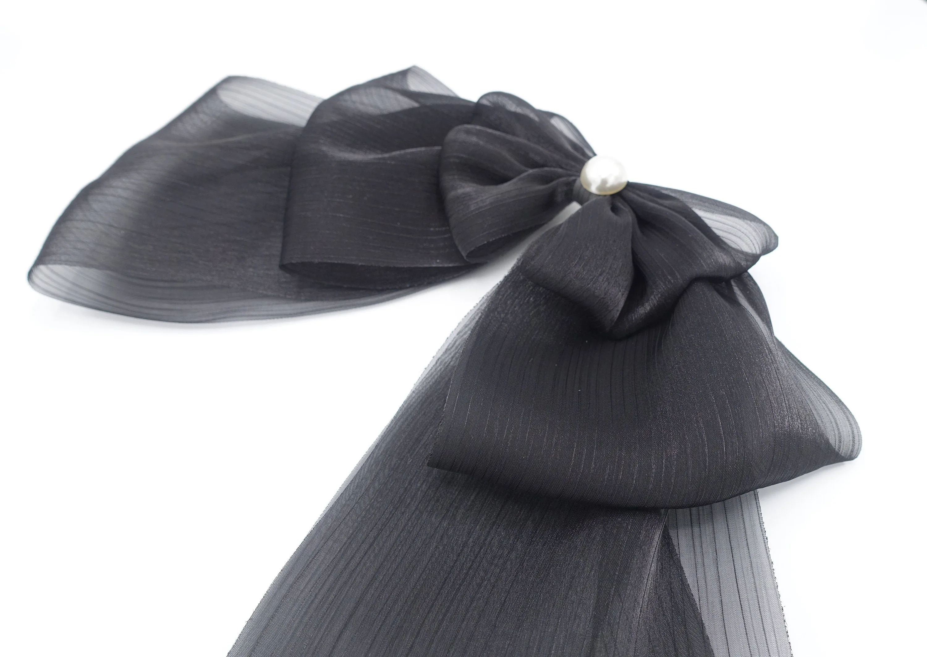 double layered organza hair bow large hair accessory for women