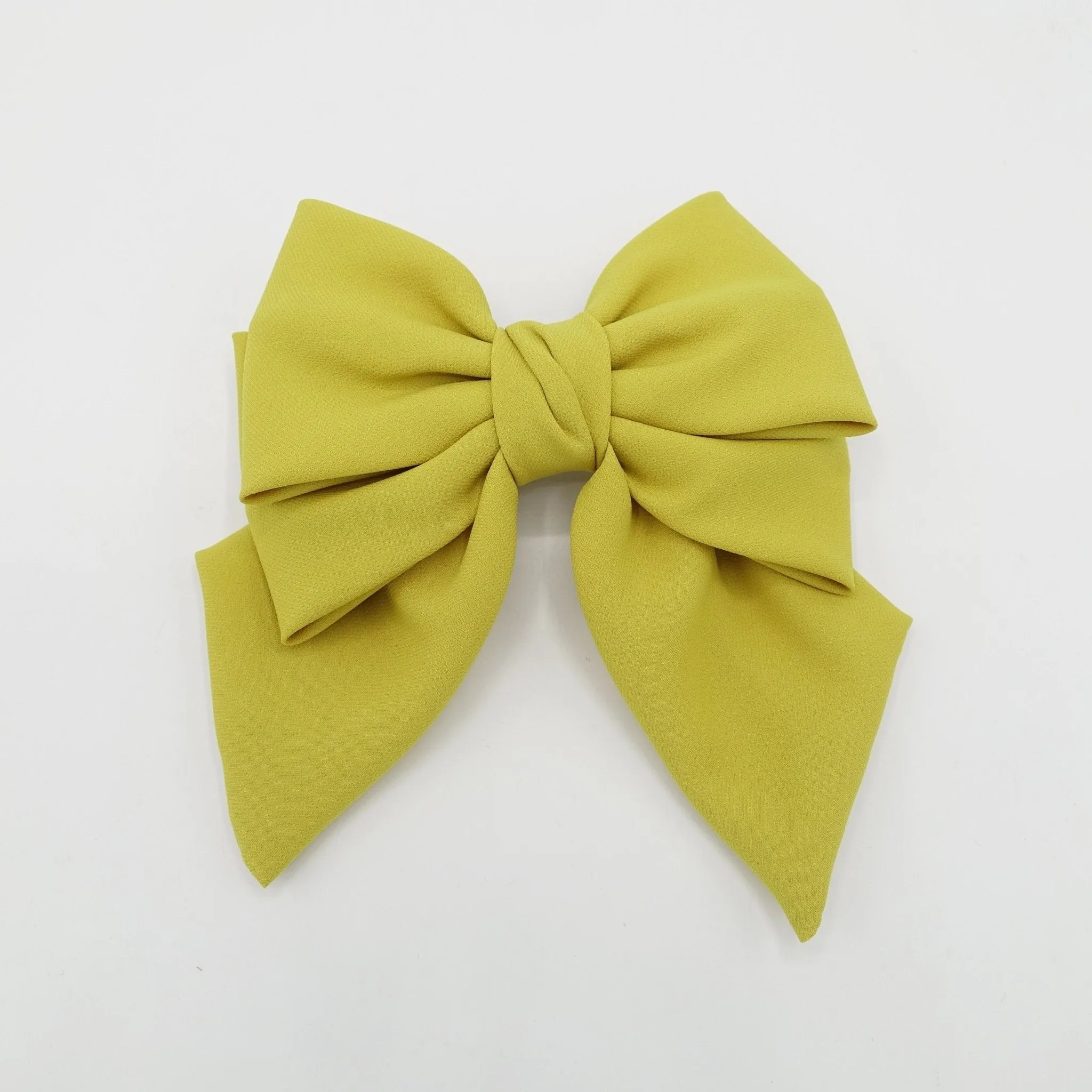 double layered tail hair bow chiffon hair barrette for women