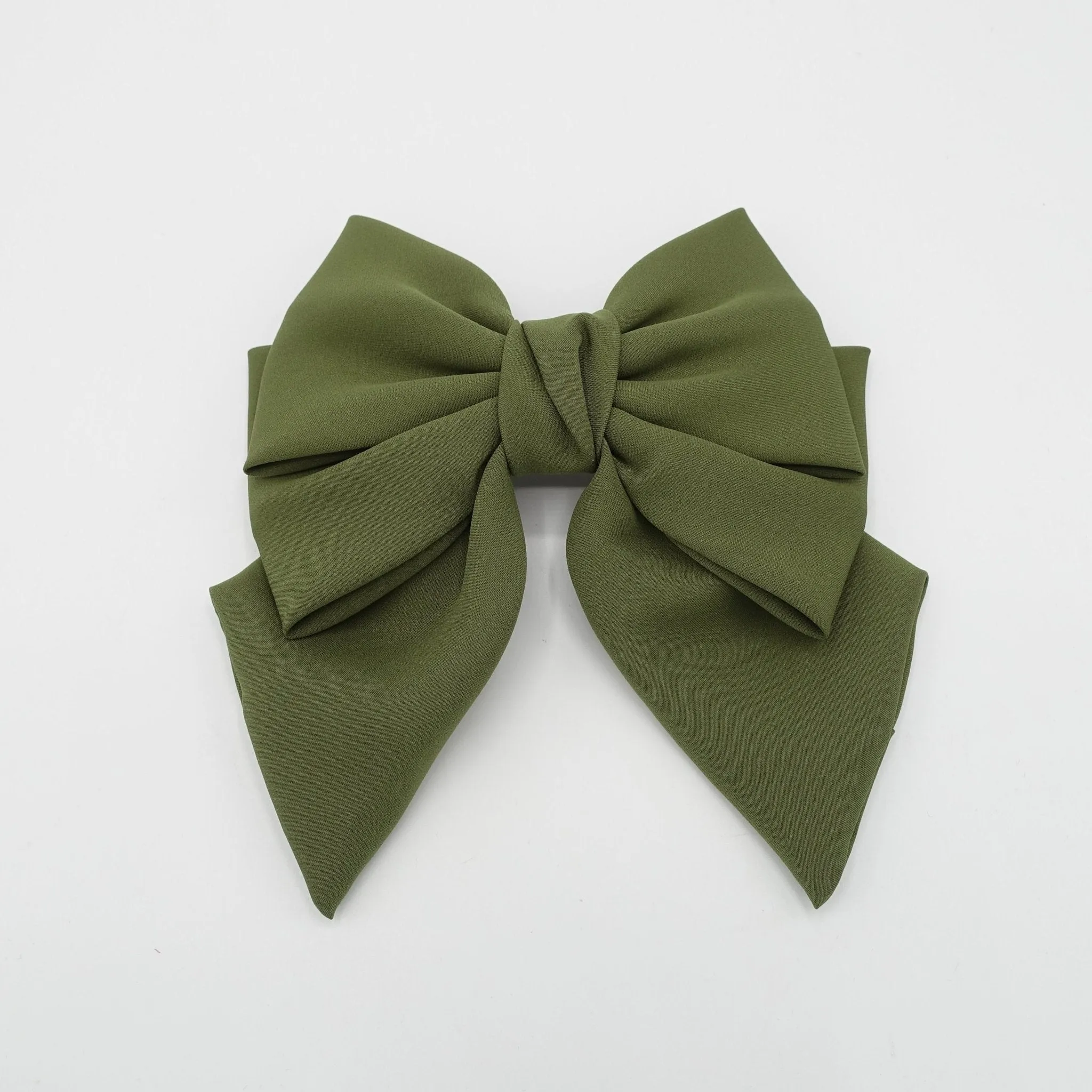 double layered tail hair bow chiffon hair barrette for women