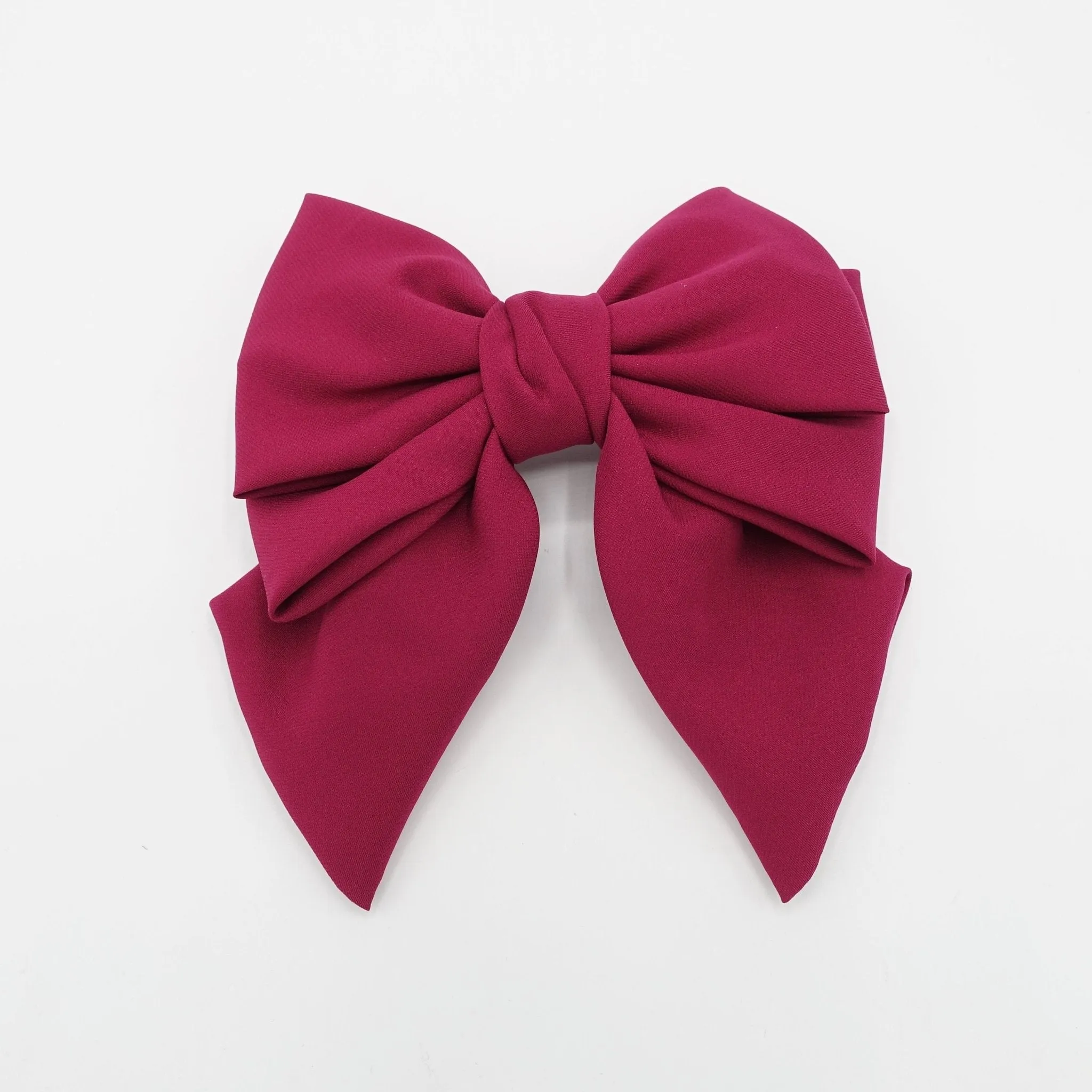 double layered tail hair bow chiffon hair barrette for women